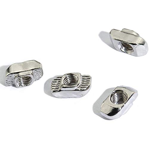 Still Awake 100pcs 2020 Series M3 T-Nuts, Nickel Plated Carbon Steel, 0.39" x 0.23" x 0.17", M3 Metric Thread - size: 2020 Series M3