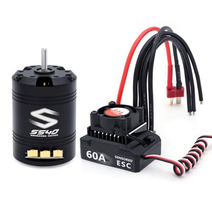 S540 Sensored Brushless Motor, S60A Sensored ESC Combo, 32 Bit Processor Motor with Triple Protection & Built in BEC, Ideal for 1/10 1/12 RC Cars (17.5T) - size: 17.5T