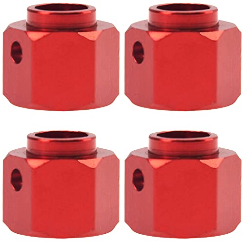ShareGoo Aluminum RC 12mm Hex Extended Wheel Hex Hub Extension 9mm Offset Spacers Compatible with Traxxas TRX4 TRX6 1/10 RC Crawler (9mm, Red) - color: Red, size: 9mm