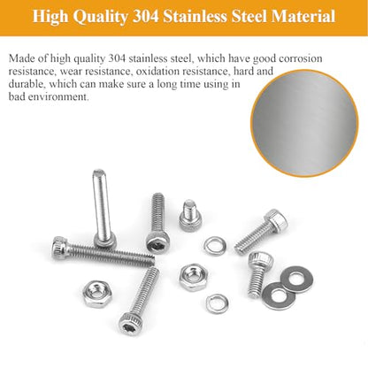 105 Pieces M2.5 x 12mm Socket Head Cap Screws, Thread Pitch 0.45mm, Sutemribor M2.5 Screws, 304 Stainless Steel, Fully Threaded, Silver - size: M2.5 x 12mm, style: Socket Head