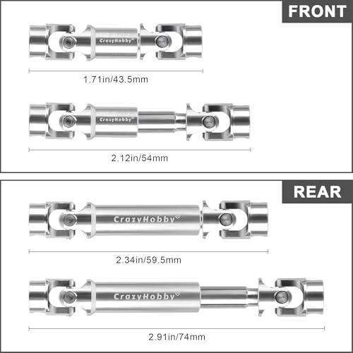 2PCS RC Drive Shafts Front Rear Centre Shaft Heavy Duty Steel for TRX4M 1/18 RC Crawler Upgrades (Silver) - color: Silver