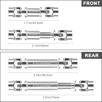 2PCS RC Drive Shafts Front Rear Centre Shaft Heavy Duty Steel for TRX4M 1/18 RC Crawler Upgrades (Silver) - color: Silver