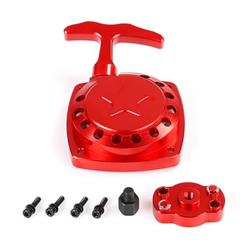 CNC Metal Easy Started Pull Starter & Dial Kit (Red) | for 1/5 HPI ROFUN ROVAN KM BAJA Losi 5ive T FG Zenoah CY 32CC 36CC Engine Rc Car Parts - color: Red