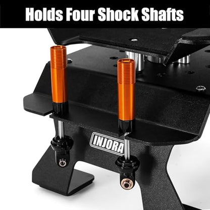 INJORA Aluminum RC Car Stand with Shock Holder for Axial SCX10 Pro TRX4 1/10 RC Cars Upgrade (Black)