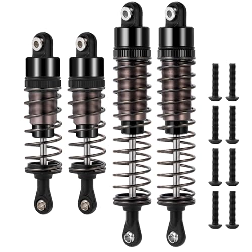 4PCS 1/10 70MM 95MM RC Oil filled Shock Absorbers Kit Front & Rear Shock Absorber Damper Assembled Set Compatible with Tamiya TT-02B DT-02 DT-03 DF-02 1/10 Buggy Car Upgrades Parts (Black) - color: Black