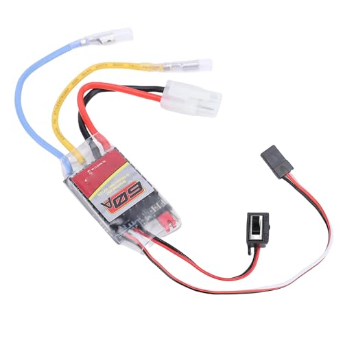 60A RC Brushed ESC, Electronic Speed Controller with Low Voltage Protection for 1/16 1/12 /10 RC Cars Trucks Crawlers Boats, Compatible with 380 370 540 550 Brushed Motors