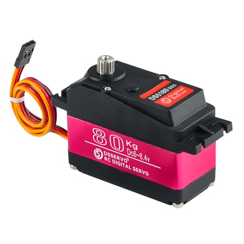 DS5180 80KG 7.4V Digital Servo Metal Gear Robotic Servo IP66 Waterproof with 18T Servo Arm for 1/5 Scale RC Crawler (180 Degree)