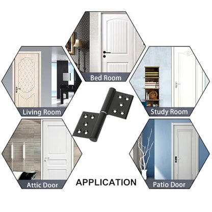 6 Pcs 4.8 Inch Lift Off Door Hinges, Removable Flag Hinges for Interior Door Improvement Box DIY, Heavy Duty, 3 Left and 3 Right, Black - size: 4.8in (3 left + 3 right)