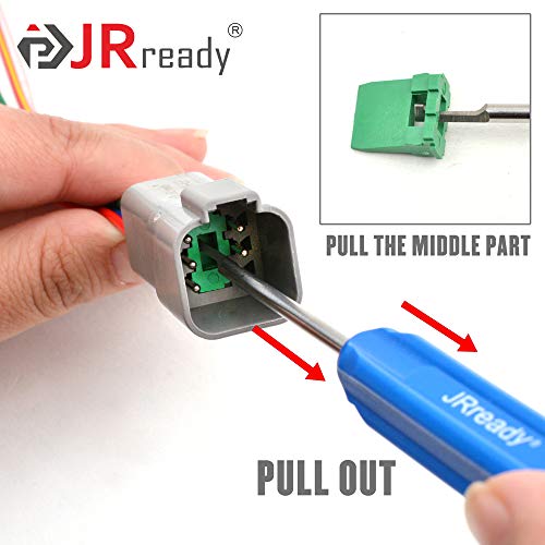 JRready DT series Solid contacts Pin removal tool DRK-RT1, Deutsch Connector Removal Tool, 90 Degree Hook+ Standard Flat Head Screw Driver, suitable for DT, DTM, DTV, DRB, DRCP and STRIKE connectors - size: Removal Tool(DRK-RT1)