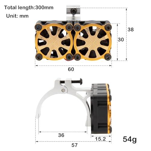 DKKY RC Motor Cooling Fan Heatsink 18000RPM 36mm for ARRMA Axial Traxxas 1/6 1/8 1/10 RC Models with 3650 Motor (Yellow) - color: Yellow