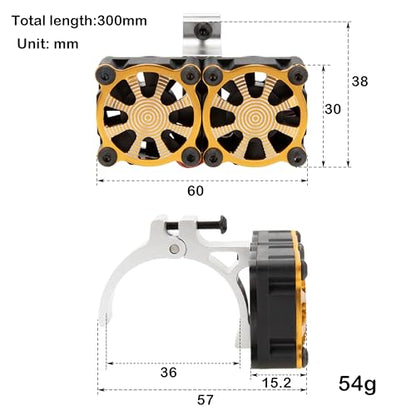 DKKY RC Motor Cooling Fan Heatsink 18000RPM 36mm for ARRMA Axial Traxxas 1/6 1/8 1/10 RC Models with 3650 Motor (Yellow) - color: Yellow