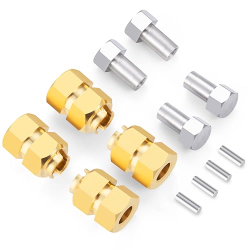 LSG Brass Wheel Hex Hub Extension Adapter Extenders for Tra-xxas 1/18 TRX4 | CNC Machined Wheel Spacers Upgrade Parts - color: Yellow