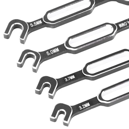 CCYLEZ RC Car Wrench, High Strength Aluminum Alloy Turnbuckle Nut Remover Tool Kit for RC Drift Cars and RV Maintenance 4PCS Set Black - color: Black