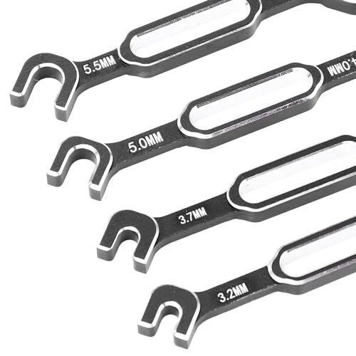 RC Car Wrench, 4PCS Aluminum Alloy Turnbuckle Nut Ball Joint Remover Spanner 3.0 to 6.0mm, with Double End Design, for RC Crawler Car Boat Drone Maintenance (Black) - color: Black
