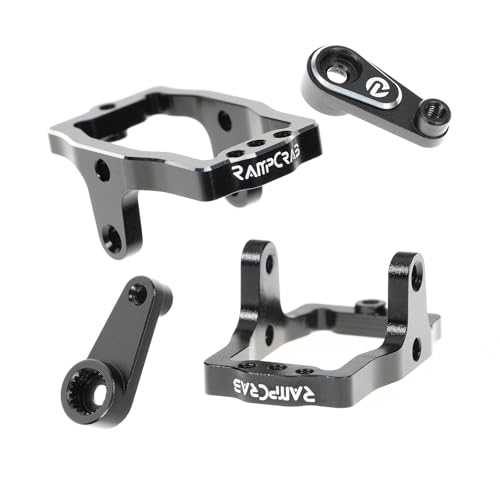 RampCrab RC Steering Servo with Servo Mount Bracket and Servo Horn for TRX4M RC Car, 1/18 Upgrades Parts, Suitable for TRX4-M Bronco, Defender, K10 (Black Horn) - size: 1-Set