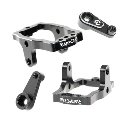 RampCrab RC Steering Servo with Servo Mount Bracket and Servo Horn for TRX4M RC Car, 1/18 Upgrades Parts, Suitable for TRX4-M Bronco, Defender, K10 (Black Horn) - size: 1-Set