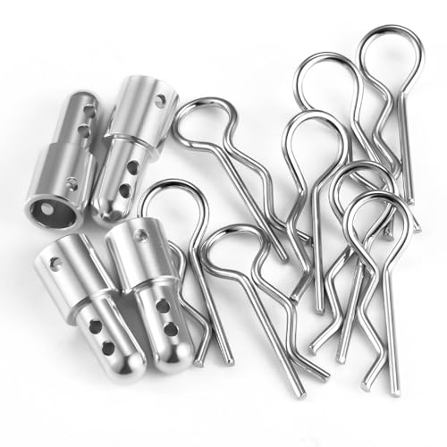 RCHUBAM 4PCS Body Posts with Pins for MJX Hyper Go 14210 14209 14301 14302 | Aluminum Front & Rear Body Posts,RC Upgrade Parts,2 Color - color: Silver