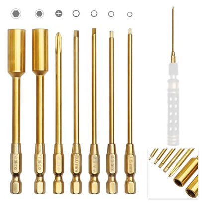 1.5 2.0 2.5 3.0mm Hex Bit Set Allen Wrench Drill Bits Hex Nut Driver 7mm, 8mm & Phillips Screwdriver Bit Compatible with Power Drills Impact Driver Electric Screwgun RC Hobby Tools Kit(7-Pack)
