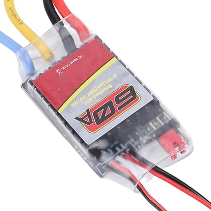 60A RC Brushed ESC, Electronic Speed Controller with Low Voltage Protection for 1/16 1/12 /10 RC Cars Trucks Crawlers Boats, Compatible with 380 370 540 550 Brushed Motors