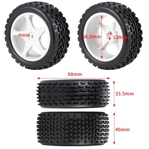 4pcs Tires&Hard Drift Wheels 12mm for Tamiya TT01 TT02 XV-01 HPI | RS4 1/10 RC Car Upgrade On Road Tyres