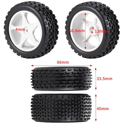 4pcs Tires&Hard Drift Wheels 12mm for Tamiya TT01 TT02 XV-01 HPI | RS4 1/10 RC Car Upgrade On Road Tyres
