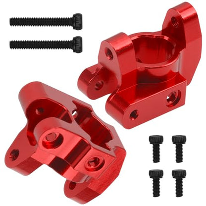 Metal C-Hubs Caster Blocks & Front Steering Blocks & Rear Stub Axle Upgrade Parts Compatible with MN128 MN86s MN86k MN86 G500 1/12 RC Crawler Car (Red) - color: Red