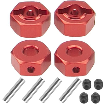 Metal 12mm Wheel Hex Hub Drive Adapters with Pins Screws Compatible with 1/10 Arrma Senton Granite Typhon Vorteks 3S Big Rock RC Car (Red) - color: Red