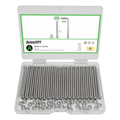 80 Pcs M3 x 45mm Socket Head Cap Screws Metric, Allen Socket Drive, 304 Stainless Steel, Full Thread, Bright Finish, Machine Thread - size: M3 x 45-80Pcs-Silver