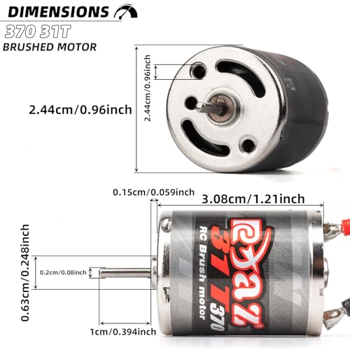 Brushed Power Combo 370 31T Motor 60/320A ESC BEC 6V/2A Splash-Proof for 1/16 1/18 RC Buggy Car Traxxas LaTrax Teton Rally Desert Prerunner Losi Mini-T 2.0 LMT, RC Drift Buggy Truck Car - size: 370 31T