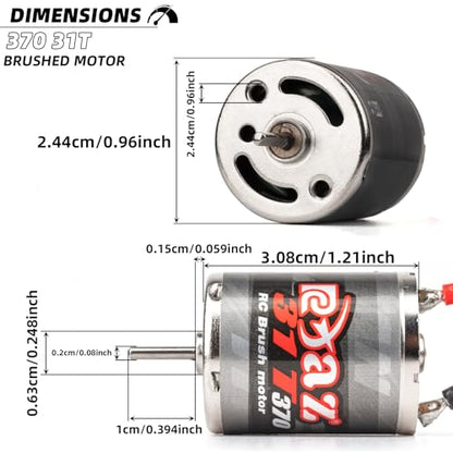 Brushed Power Combo 370 31T Motor 60/320A ESC BEC 6V/2A Splash-Proof for 1/16 1/18 RC Buggy Car Traxxas LaTrax Teton Rally Desert Prerunner Losi Mini-T 2.0 LMT, RC Drift Buggy Truck Car - size: 370 31T