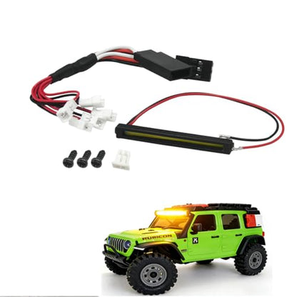 RC Car LED Head Lights Bar for Axial SCX30 1/30 Jeep Wrangler, 7-Light Roof Light Kit with Wiring Harness (Yellow Light Bar) - color: Yellow Light Bar