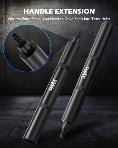 OMT Truck Hub Seal Installer Kit Compatible with Class 7 8 Trucks | 9pc Bearing Race and Seal Driver Set with Large Race and Seal Drivers for Truck Hub Seal Installation, Black - size: 4-13/16 to 6-5/16 in.