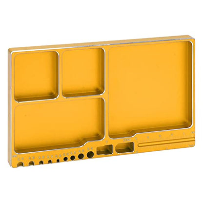 Magnetic Screw Tray, Aluminum Alloy RC Repair Tool Tray with Strong Magnetic Pad for Screws Nuts and Washers, Portable Magnetic Parts Tray for RC Cars Aircraft Helicopters (Gold) - color: Gold