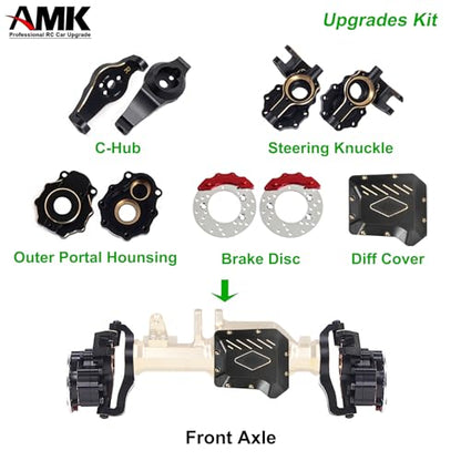 268g AMK TRX4 Brass Kit Black Coating Diff Cover C-Hub TRX6 Portal Housing Steering Knuckles Front Axle Weights with Brake Disc for 1/10 RC Crawler TRX4 Upgrades (Front) - color: Front