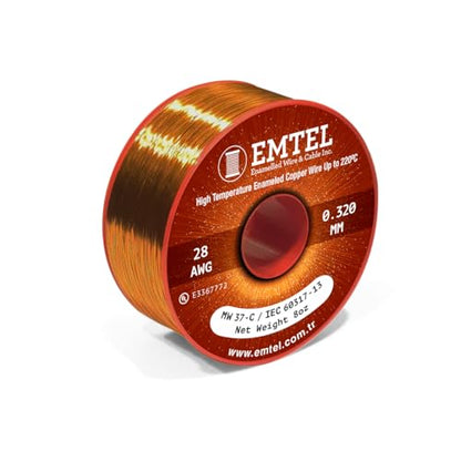 28 AWG - 8 oz (1010 feet) Magnet Wire - Enameled Copper Wire for Electrical Motor Transformer Magnetic Coil 220°C (428°F) Thermal Class - Double Insulated Winding Wire - style: 28 AWG