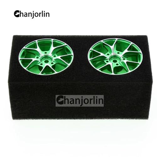 1/10 On Road Drift Wheels Rims Hex 12mm RC Aluminum Alloy Rally Racing Hubs for 1:10 Scale Touring Street Car Tires Tamiya TT01 TT02 HSP 2S 3S Brushless HPI KYOSHO XV02 XV01 4PCS (Green) - color: Green