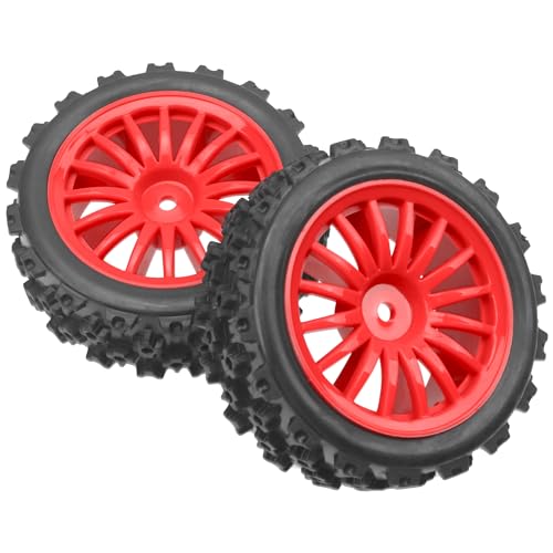 4Pack Vgoohobby OD2.83in 1/10 On Road Rubber Tires w/Nylon Wheel Rims 12mm Hex Compatible with HSP HPI Redcat Tamiya Traxxas 1/10 RC On Road Racing Touring Car (Red) - color: Red