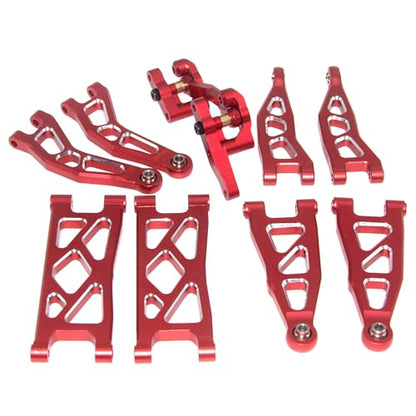 Upgrade Aluminum Front Rear Armss Compatible with 1/18 Armass Granite Grom Mega 380 Brushed 4x4 Monster Truck RTR Alloy Front Rear Suspension Hops Up（Red）