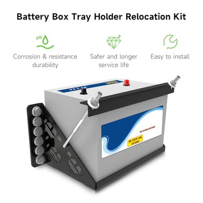 Universal Battery Box Mounting Tray Holder Bracket for RV Trailer | Heavy Duty, Bracket Relocation Kit, for Car Boat Truck, Stable, Durable Hold Down Mount for Outdoor Vehicles, Group 24 Tray