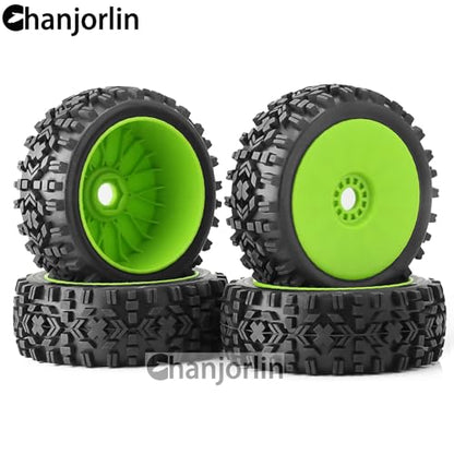 1/8 Buggy Tires OD 118mm and Wheels 17mm Hex Rubber RC Off Road Tyres for 1:8 Scale Buggy Truck Car HSP Kyosho MP10 VRX HPI Hobao ARRMA Typhon 6S 3S Talion Traxxas Losi 8ight 4PCS (Green) - color: Green
