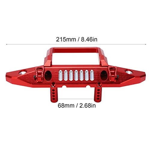 Front Bumper Aluminum Alloy Crawler Bumper RC Car Accessory with LED Light Hole for Axial 1/6 for SCX6 Car RC Car Upgrade Part (Red) - color: Red