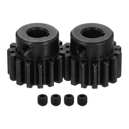 uxcell 2Pcs 1.5 Mod 15T Spur Gear 8mm Bore, 1045 Steel Pinion Gear with Keyway Black Surface Treatment, 20° Pressure Angle, for Spur Rack and RC Model Car or Motor DIY(17mm) - size: 1.5 Mod 15T, 8mm x 17mm