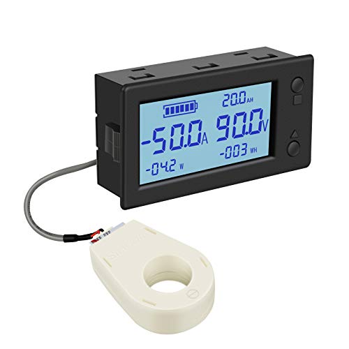 DROK Voltage Amp Meter DC, Battery Monitor DC 0-300V 200A, Ammeter Voltmeter for Solar System Setup Power Energy Capacity Volt Current Detector Panel with Hall Sensor - size: 0.5m Cable