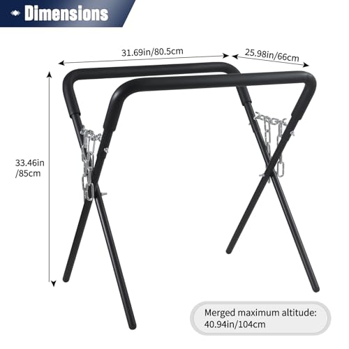 Folding Work Stand (1-Pack), 500-Pound Adjustable Folding Stand for Automotive Repair, Woodworking & Surfboards, Black