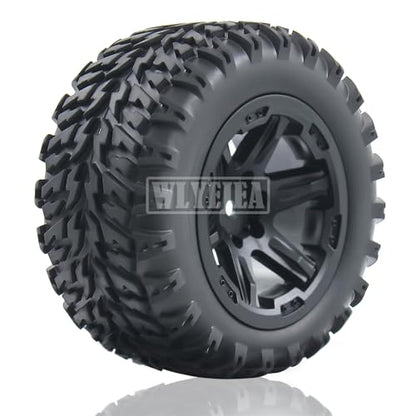 4PCS RC Truck Tires Set 12mm Hex Hub Plastic Wheel Rim Compatible with 1/12 LOSI LMT 4WD Solid Axle Monster Truck 1/12 1/14 1/16 TRAXXA,REDCAT RC Racing Truck - color: Black 1