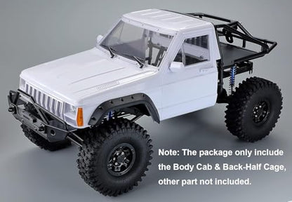 Hard Plastic RC Crawler Body Cab & Back-Half Cage Body Car Shell Upgrades Part for 1/10 RC Crawler Car for Axial SCX10 II 90046 TRX4 Redcat GEN8(White) - color: White