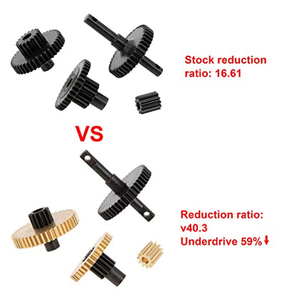MEUS RACING Underdrive Transmission Gears 40.3:1 for Traxxas 1/18 TRX4M Defender, Bronco, K10 High Trail, F150