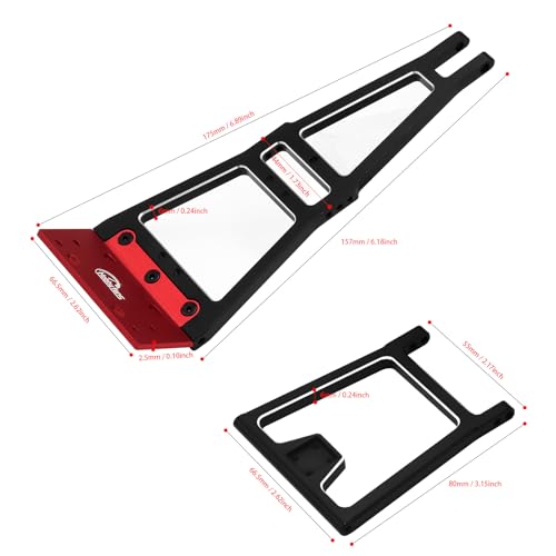 Aluminum RC Winch Double Stent Rescue Set Truck Tow Crane Arm Wrecker Kit with 360° 35KG Servo for 1/10 SCX10 TRX4 RC Crawler and Trailer RC Upgrade Parts (Black & Red) - color: Black & Red