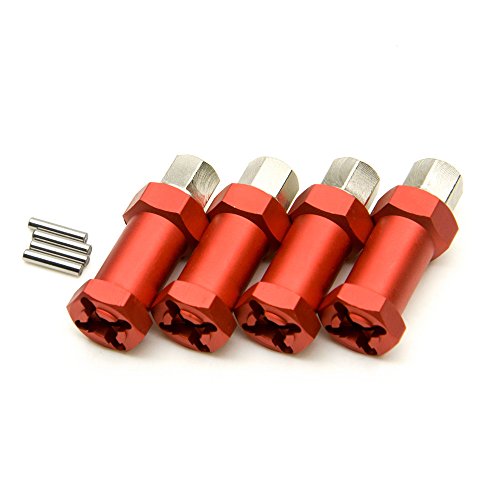 RC 12mm Wheel Hex Drive Hubs Combiner Coupler Aluminum 15mm/20mm/25mm/30mm Offset Extension Longer Combiner Drive Adapter for 1/10 Axial SCX10 Wraith RC Car Upgrade Parts (Red - 25mm) - color: Red - 25mm