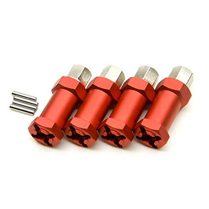 RC 12mm Wheel Hex Drive Hubs Combiner Coupler Aluminum 15mm/20mm/25mm/30mm Offset Extension Longer Combiner Drive Adapter for 1/10 Axial SCX10 Wraith RC Car Upgrade Parts (Red - 25mm) - color: Red - 25mm